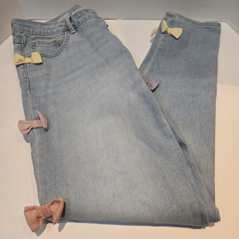 Gymboree Girls' Light Blue Super Skinny Jeans with Bow Accents